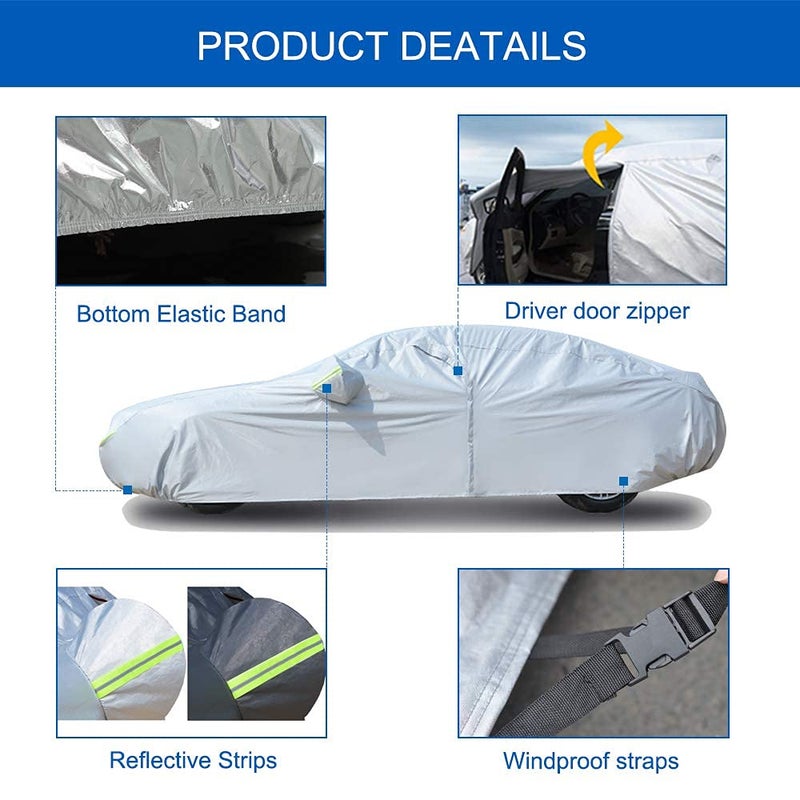Kaugung 6 Layers Car Cover Custom Fit Ford Fusion Sedan from 2005 to 2025  Waterproof Car Cover All Weather for Automobiles Outdoor Indoor with Zipper Door  Sun Rain Dust Snow Protection. - Image 4